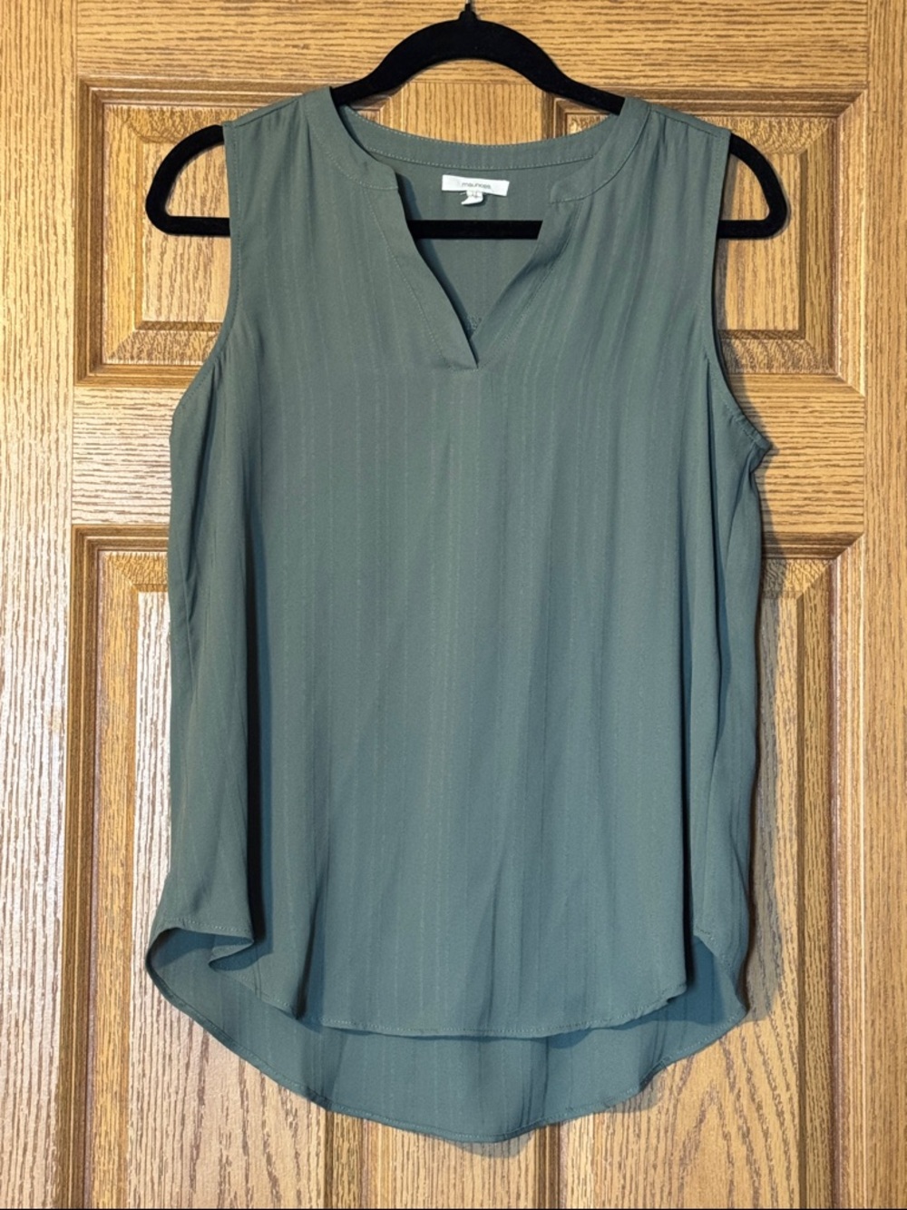 Maurices Sleeveless V-Neck Blouse in Sage